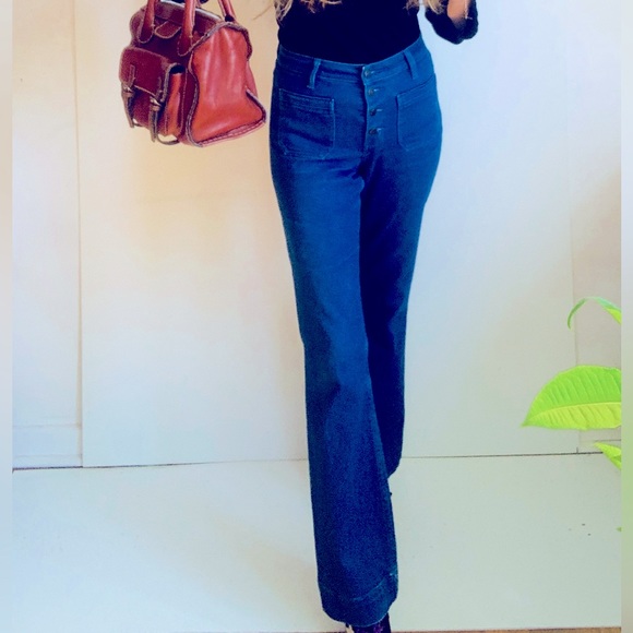 Killer VINTAGE WRANGLER BUTTON FLY BOOT CUT JEANS with SOME STRETCH 💙💙💙💙 - Picture 6 of 11